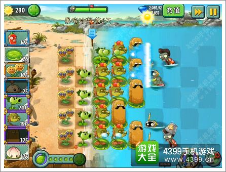 植物大战僵尸2巨浪沙滩第6关攻略 诱导浮潜僵尸